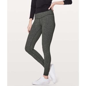LULULEMON Women’s Heathered Herringbone Black Wunder Under Low-Rise Tight 28” Si